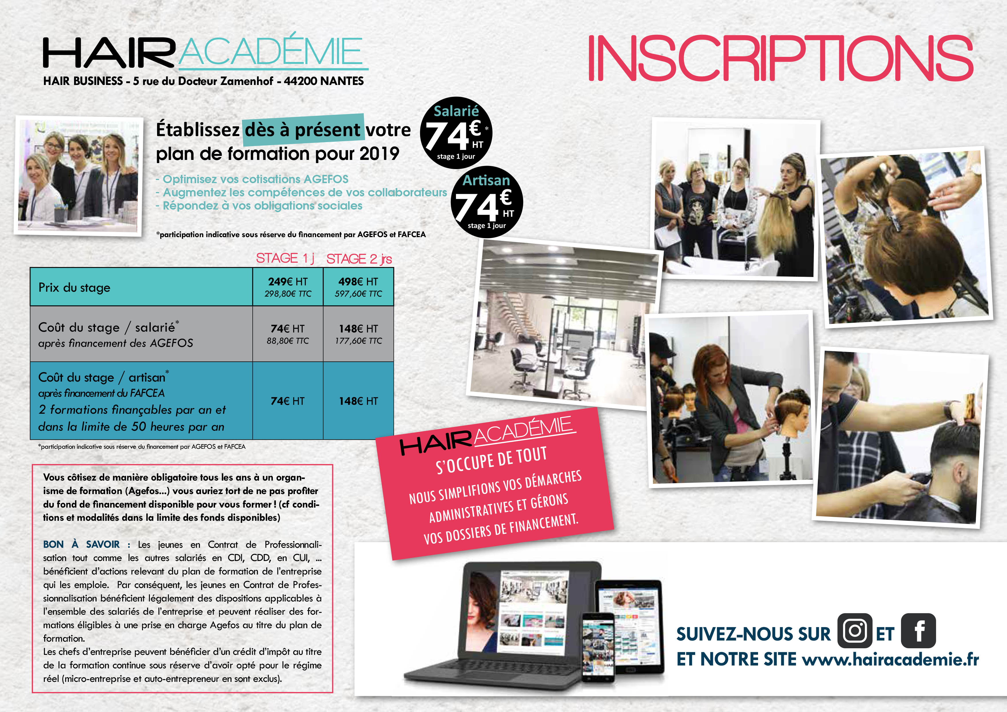 Hair Académie Le planning Hair Académie